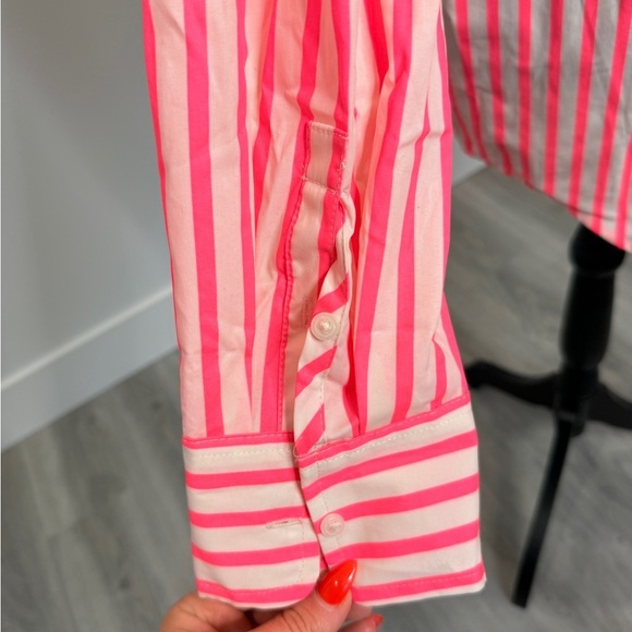 A new day Neon Pink And White Long Sleeve Button Up (M) - Picture 6 of 10